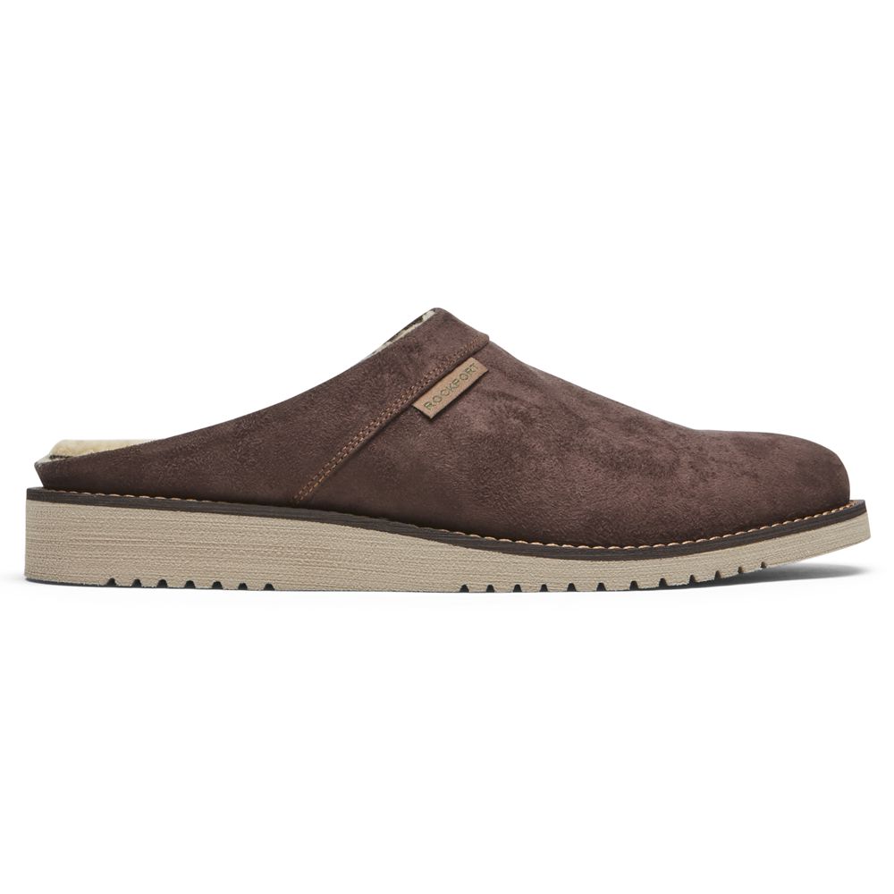 Pantofole Rockport Uomo - Axelrod Slide - Marroni Scuro - NWAHJXT-76